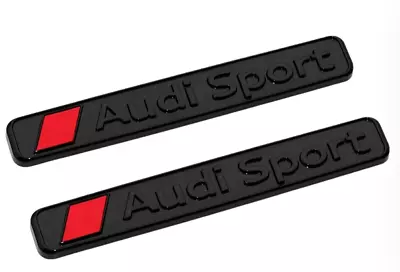 2x For Audi Sport Side Fender Emblem Sticker Badge Decal Gloss Black Red • $32.99