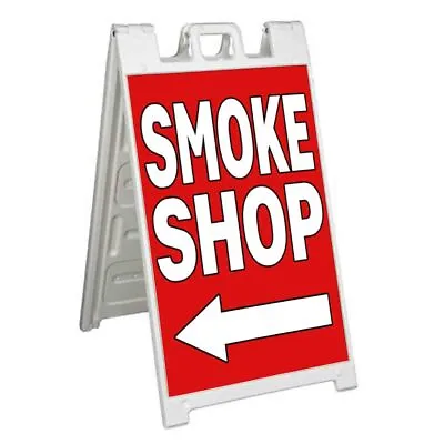 SMOKE SHOP LEFT ARROW Signicade 24x36 Aframe Sidewalk Sign Banner Decal VAPE CBD • $42.70