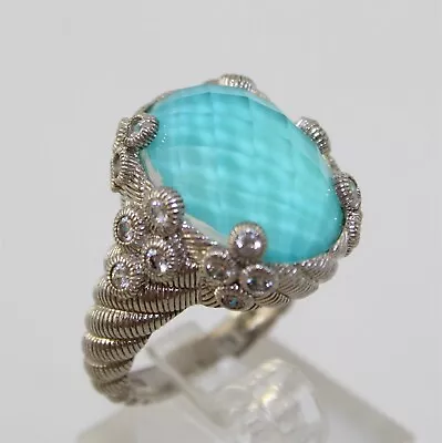 Judith Ripka Bella Luce Sterling Silver Turquoise Simulant & CZ Cocktail Ring  • $18.50