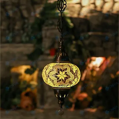 Turkish Moroccan Mosaic Ceiling Hanging Pendant Light Fixture Lamp - Free Bulb • $81.99