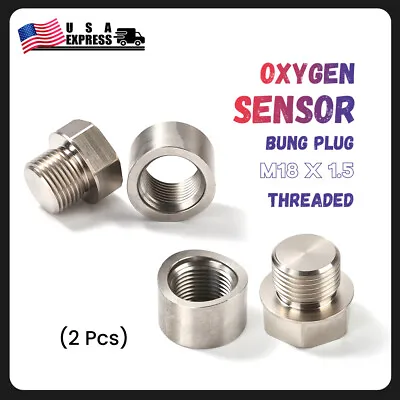 304 STAINLESS O2 OXYGEN SENSOR BUNG PLUG M18 X 1.5 THREADED (2 Sets) • $17.96