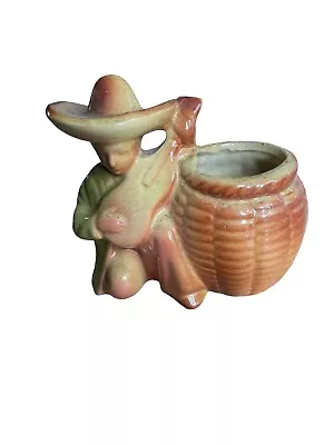 Vintage Ceramic Planter Mariachi Man Playing Guitar Japan Figurine • $16