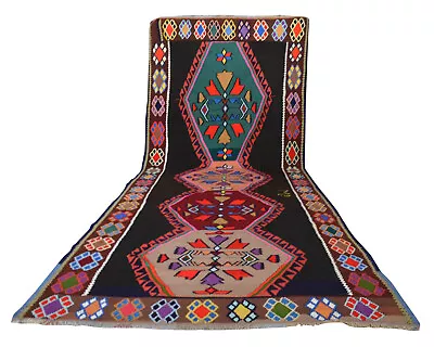 Turkish Kilim Rug Hand Woven Rug Wool Vintage Rug Large Runner Rug 5 X 14 Ft • $1023.50
