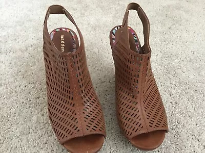 Madden Girl Platform Brown Wedge Peep Toe Sandal 8 Or 8.5 • $20