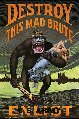 Destroy This Mad Brute Vintage World War One WW1 US Military Propaganda Poster • $9.99