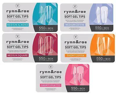 Rynn&rae Nails Soft Gel Tips Clear Full Cover Press On Nail Tips Coverage 550ct • $9.95