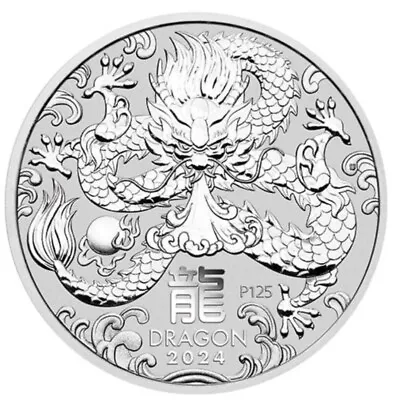 2024-5 Oz Lunar Year Of The Dragon BU Silver Coin .999 Australia (Series III)🔥 • $174.95