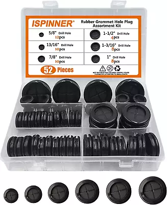 52Pcs 6 Sizes Rubber Grommet Double Sided Round Rubber Hole Plug Drill Hole 5/ • $15.48