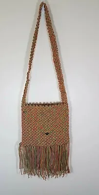£23.72 • Buy Crochet Macramé Tassel Fringe Womens Multicolor Hippie BoHo Y2K Shoulder Bag  