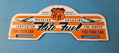 Vintage Phillips 66 Sign Topper - Gas Auto Tires Porcelain License Plate Topper • $135.37