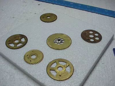 6 Used Brass Clock Gears Steampunk Altered Art Projects Parts Repair #36 • $6.50