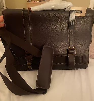 Wilsons Leather NWT Dark Brown Leather Laptop Briefcase Messenger Bag  • $80