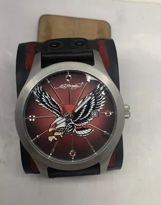 Ed Hardy Christian Audigier Eagle Leather Cuff Watch • $30