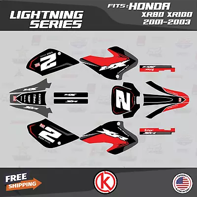 Graphics Kit For HONDA XR80 XR100 (2001-2003) Lightning Series - Red • $59.99