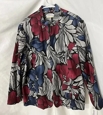 Alfred Dunner “mulberry Street” Floral Zip Quilted Jacket Sz 22W Art To Wear • $22