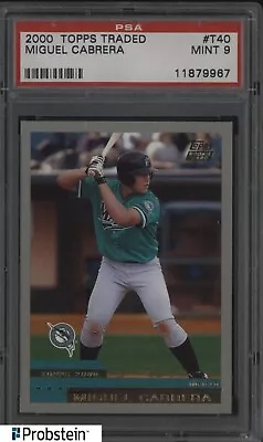 2000 Topps Traded #T40 Miguel Cabrera Florida Marlins RC Rookie PSA 9 MINT • $4.25