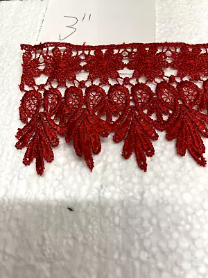 Venice Lace Red 3 In Wide By 10 2/3 Yards Long Lot No 69 • $29.99