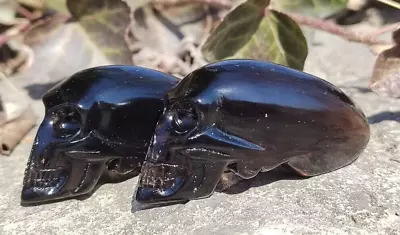 1pc 2.3  Natural Ice Obsidian Alien Carved Quartz Crystal Skull Energy Healing • $12.74