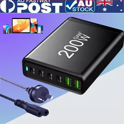 $63.97 • Buy Fast GaN 200W Multi Usb Wall Charger Quick Charging QC PD Type C USB + AU Cord