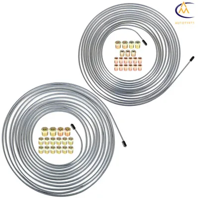 Zinc-Coated Brake Line Tubing Kit 25 Ft. Of 3/16 And 1/4 32 Fittings NEW • $21.77