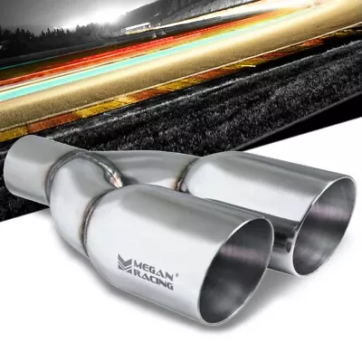 Megan Racing 3.5  Dual Tips Round Slanted Universal Muffler Tip Driver Side • $84.97