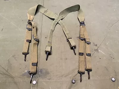 Original Wwii Us Army M1936 Combat Field Equipment Suspenders-od#3 • $71.96