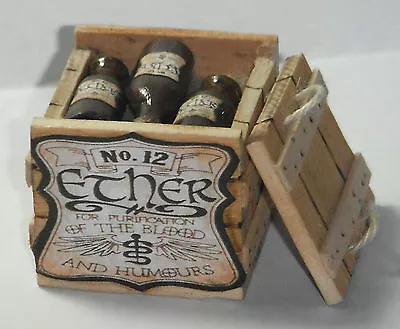 Dollhouse Miniature Handcrafted 1/12th Scale Ether Crate Filled Bottles Wood • $49