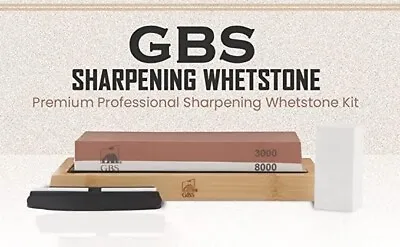 Knife Sharpening Whetstone Set 3000/8000 Grit W/ Flattening Stone Angle Guide • $27.99