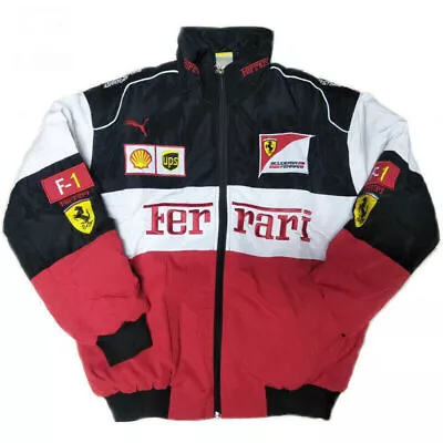 Adult F1 Racing Jacket Vintage FERRARI Jacket Ebroidered Cotton Padded • £41.99