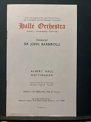Feb 1956 Halle Orchestra Sir John Barbirolli Programme • £7.50
