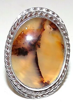 DESIGNER SIGNED Moose HALLMARK STERLING SILVER LARGE POLISHED QUARTZ RING SZ 6.5 • $139.99