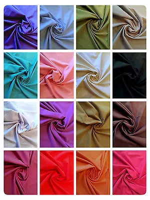 Plain 100% Cotton Linen Look Fabric Dress Material - 145cm Width - Many Colours • £0.99