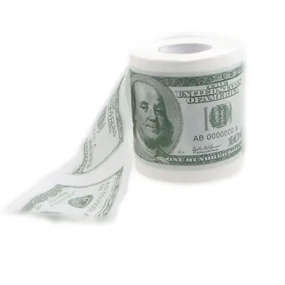 1 ROLL FAKE MONEY TOILET PAPER Joke Prank Gag Gift Funny Bathroom Humor  $100. • $9.45