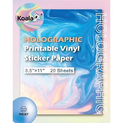 20 PK Koala Printable Vinyl Holographic Sticker Paper Rainbow Waterproof 8.5x11 • $11.99