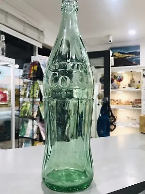 VINTAGE GREEN GLASS LARGE  COKE  COCA COLA BOTTLE 26 1/2 FL OZ.Free Post • $33