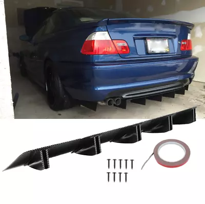 For M3 E46 Rear Bumper Diffuser Carbon Fiber Shark 5-Fins Spoiler Splitter Lip • $45.15