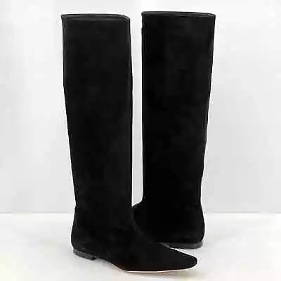 $194.99 • Buy STAUD Shoes Boots Womens 37 Black Suede Leather Tall Flat Pull On NWOB