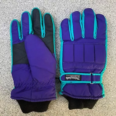 VTG 90s DORFMAN PACIFIC Thinsulate Gloves Men's LARGE Purple Ski Snow Winter • $21.89