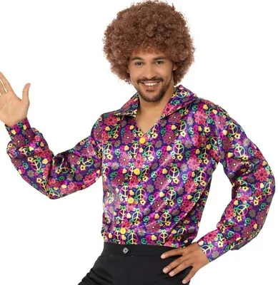 Mens 60s 1960s 60's 70s Psychedelic CND Fancy Dress Disco Shirt By Smiffys • £20.99