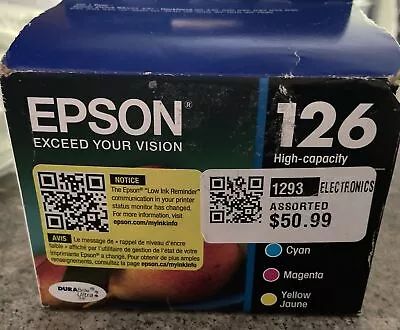 Epson T126520 126 High-Capacity Ink Cartridge - Cyan/Magenta/Yellow Expires 1/25 • $21