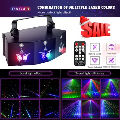 9-EYE LED Laser Projector Light DMX RGB Strobe DJ Party Disco Stage Light Remote • £46.54