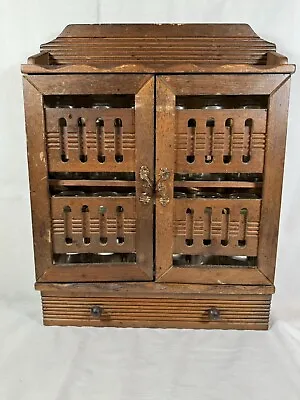 Vintage MCM Wooden Spice Rack Cabinet 12 Glass Jars & Drawer Made In Japan • $39.44