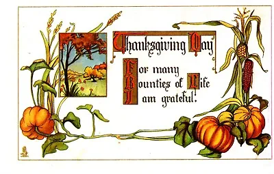 $2.75 • Buy Thanksgiving Day, Pumpkins, Landscape Scene Reprod. Postcard