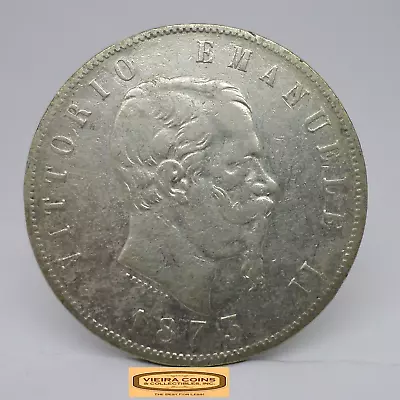 1873 Italy Silver 5 Lire - #C35912NQ • $44.99