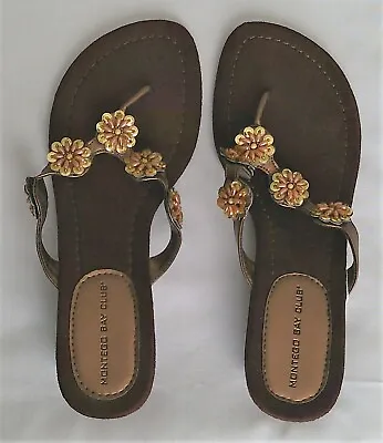 Vintage Montego Bay Club Thong Sandal Bead & Sequin Straps 1-1/2  Heel Size 8M • $24