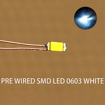 20pcs Pre-wired Micro 0.1mm Copper Wire Bright White SMD LED 0603 Light Resistor • $10.99