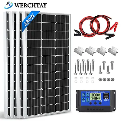 100W 200W 300W Caravan Solar Panel Kit 12V RV Trailer Camper Van Power Off Grid • £157.48