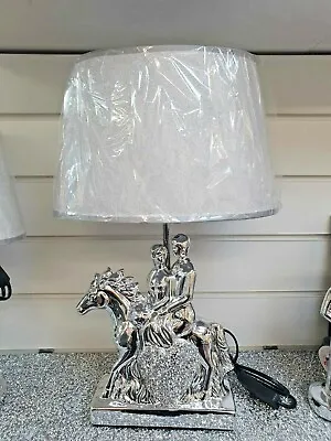 Crushed Diamond Lamp Horse And Couple With Shade Romany Style • £29.49