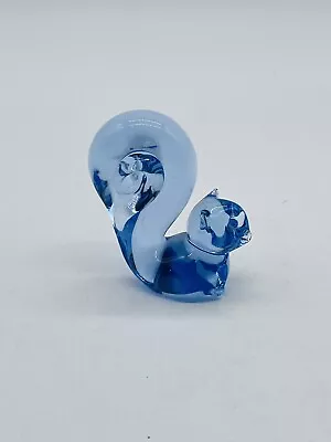 Vintage Sky Blue Art Glass Crystal Squirrel Paperweight Animal Figurine Glass • $14