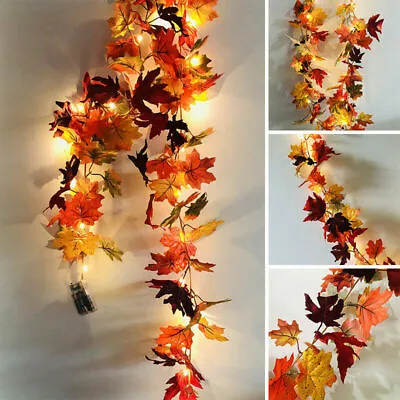 £8.99 • Buy Halloween LED Light Autumn Fall Maple Leaves Garland Hanging Plant Home Decor